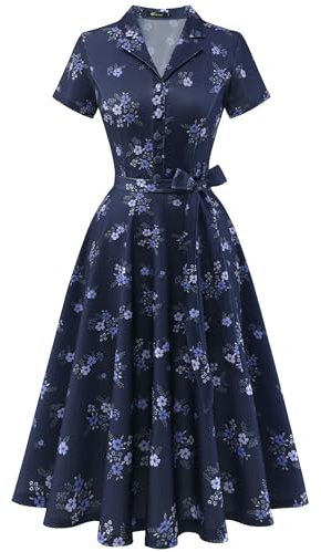 Wedtrend Cocktailkleid Damen Elegant für Hochzeit Petticoat Kleid 50er Jahre Kleid Elegantes Vintage Swingkleid WTP30001 NavyBlueForgetMeNot XS