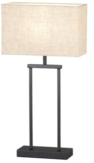 Fischer & Honsel Tischleuchte, Ann | sandschwarz| Stoffschirm| sandfarben Leinen| L: 27,00 cm, B: 12,00 cm, H: 52,00 cm,| mit Schnurschalter| 1x E27 max. 40 Watt ohne Leuchtmittel | 50653