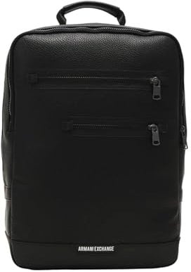 Armani Exchange Herren Backpack with 2 Outer Zipper Pockets Rucksack, Schwarz, Einheitsgröße