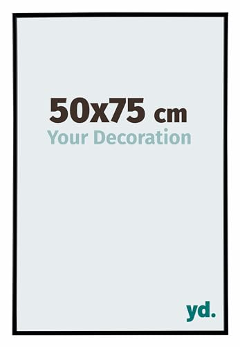 Your Decoration - Cadre photo 50x75 cm - Noir Mat - Cadre Photo en Plastique Avec Verre acrylique - Anti-Reflet - Cadre 50x75 - Evry