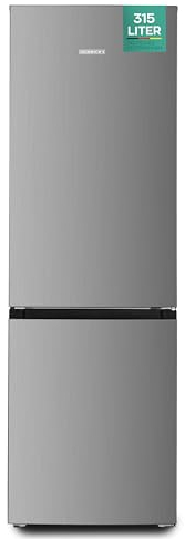 Heinrich´s Kühlgefrierkombination mit 315 L Gesamtvolumen, 219 L Kühlvolumen 96 L Gefriervolumen, LED Beleuchtung, Türanschlag wechselbar, leise 40 dB, große Tiefkühlboxen, 7 Temperaturstufen, Inox