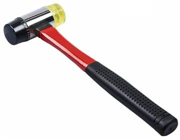 40mm Double Faced Rubber Hammer, Nylon Head Tile Window Glazing Mallet Tool, 2 Sided Hammer Fibre Glass Shaft