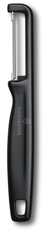 Victorinox Sparschäler Iota, Schäler für Gemüse, Obst, Gerader Schliff, Zweischneidig, Extra Scharf, Swiss Made, schwarz