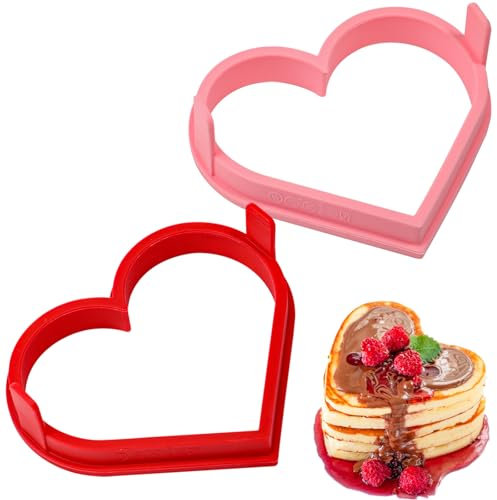 Kamehame Pancake Mould Heart Silicone Fried Egg Moulds 2 Pcs Heart Shaped Pancake Rings Egg Ring for Pancake, Egg