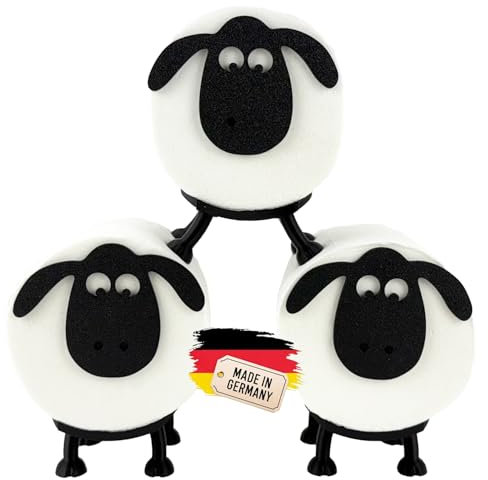 Naturalspring® | Dori - Toilettenpapierhalter Schaf | Toilettenpapier Deko Schwarz | für 42 und 44mm Rollen | Toilettenrollenhalter WC | Ersatzrollenhalter (3X - Stapelbar Slim (Schwarz))