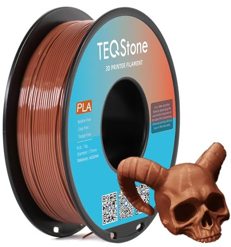 TEQStone PLA Filament 1,75mm Braun 1KG Maßhaltigkeit +/-0.02mm Sauber Gewickelt PLA Basic 3D Drucker Filament Vakuumverpackung
