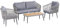 ESTEXO Gartenmöbel Set Sitzgruppe Rope Essgruppe Seil-Optik Outdoor Gartenbank Akazienholz Gartentisch Grau