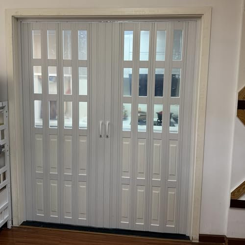 FalttüR FalttüRen FaltschiebetüR Fliegengitter Ziehharmonika Tür Weiß, Maß-falttür Höhe 205-220 Cm Breite Divers for Dusche/ Wohnzimmer/ Balkon, Raumtrennung Schiebetür Faltwand(130x220cm/51.2x86.6in)