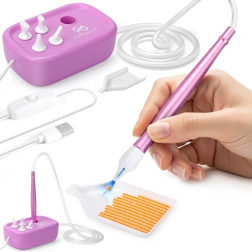 PP OPOUNT Diamond Art Vacuum Pen with 4 Drill Tips, Electric Diamond Painting Pen with Vacuum Pump - Storage Integration, Diamond Art Tools for Diamond Painting, 2 PCS Storage Trays (Purple)