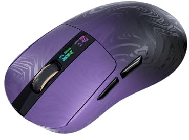 EPOMAKER Carbonis Wireless Gaming Mouse With Digital Display, PAW3950 Sensor, 8K Polling, 30K DPI, Carbon Fiber Composite Shell, Ergonomic Right Hand Esports Mouse for PC Gaming (Black Purple)