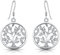 DTPsilver - Orecchini pendenti in argento Sterling con albero della vita con zirconia cubica, Zirconia cubica, Zirconia cubica