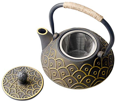 HwaGui Théière en Fonte Japonaise avec Filtre en Acier Inoxydable Qui Permet d'infuser Thé Noir 800ml
