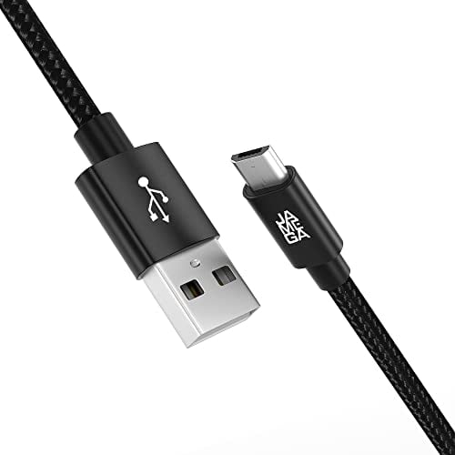 JAMEGA – 3m Premium Micro USB Kabel | Nylon geflochtenes USB Ladekabel Datenkabel für Micro USB Geräte kompatibel mit Samsung, HTC, Huawei, Sony, Nokia, Kindle, PS4 XBOX Controller – Schwarz