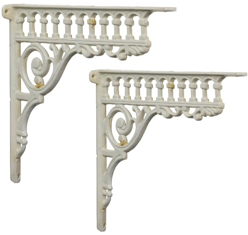 Moritz Wandwinkel 23 x 27,5 cm Winkel Wandhalter Bücherregal Regalträger Set Gusseisen Antik Stil TX-94 | Konsole im Landhausstil für Bücher, Bilder, Pflanzen und Deko, Bohrlöcher vorhanden, Montagematerial separat wählbar