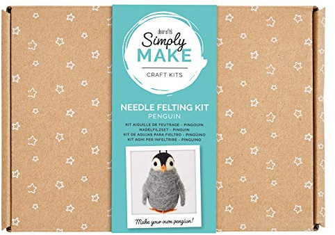 Simply Make Needle Felting Kit - Penguin Design for Kids and Adults, Including Wool, Needles, and all Tools, Perfect for Adult Crafts and Beginners - Needle Felting Art & Craft Kit