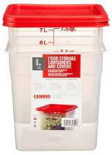 Cambro Camwear Polycarbonate Square Food Storage Container, 8 Quart With Lid
