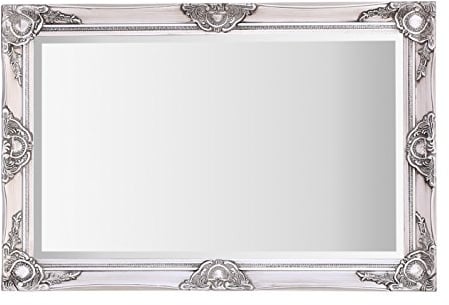 Select Mirrors Haywood Wall Mirror - French Chic Style - Real Wood Frame (Antique Silver, 60cm x 90cm)
