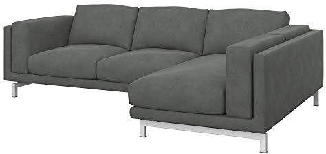 Soferia Sofabezug Kompatibel Mit NOCKEBY 2er-Sofa Sofaüberzug Sofaüberwurf Sofaschoner Cover Einfache Reinigung Allergiefrei Wasserabweisend Majestic Velvet Grau