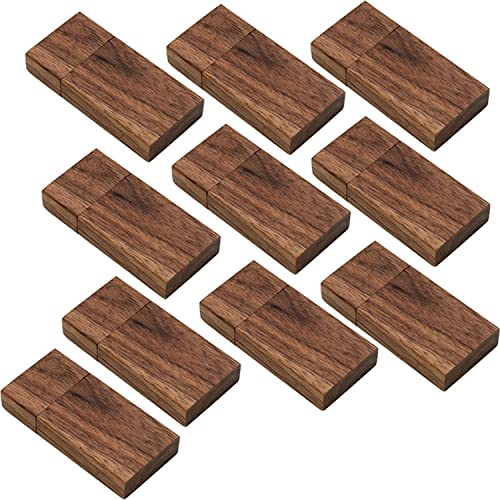 Memoria USB 16GB de Madera 10 Unidades JBOS Memoria Flash USB2.0 16 GB, Pendrive 16GB dpara Bodas/Fotógrafos, Regalo Ideal para Clientes, Suministros de Oficina (Madera de Nogal)