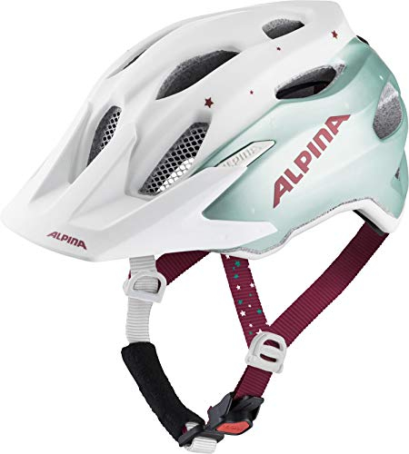 Alpina Carapax JR. - Leichter, Robuster & Sicherer Fahrradhelm Mit Fliegennetz & Optionalen LED-Licht Für Kinder, Pistachio-Cherry matt, 51-56 cm