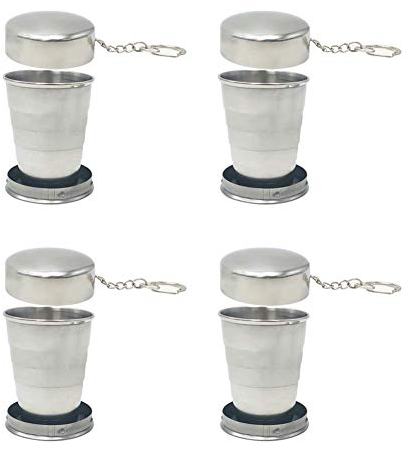 Meltset M - Taza de café plegable de acero inoxidable para viaje, reutilizable, 8oz Pack of 4