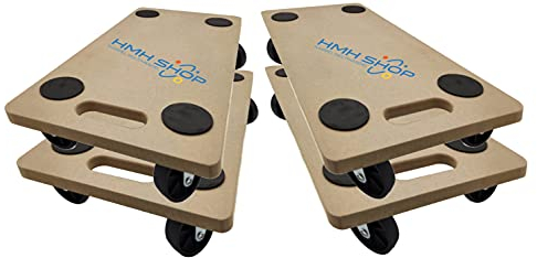 4x HMH-Shop Rollbrett (LxBxH) 58cm x 30cm x 12cm Transportroller MDF Möbelroller Möbelhund Roller bis 200 kg Transportbrett Helfer Umzugshelfer Möbelroller 1,8cm Brettdicke