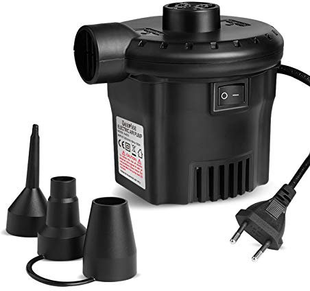 Deeplee Elektrische Pumpe 2020, hohe Luftpumpe, 450 l/min, 0,65 psi 130 W, für Luftmatratzen, Strandspielzeug und Planschbecken, zum schnellen Befüllen AC 220 – 240 V, mit 3 Düsen