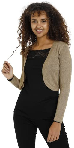 KAFFE Bolero KAankra Damen Bolero Festlich Jäckchen mit Langarm Kurze Strickjacke S, Ermine
