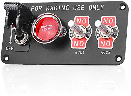 Jtron Autoschalterfeld 12v20a Kippschalter 4 in 1 Zündschalter 12v50A START-Taste für Autoboot (ON-OFF-ON) für Racing Sport Wettbewerbs Wagen