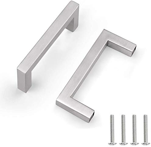 Drenky 10 Stück Silber Rostfreier Stahl Türknäufe, Möbelgriff mit Schraube für Schublade, Schrank, Möbel, Küche, Heimdekoration, Lochabstand 96 mm