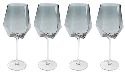 Kare Design Verres à vin Diamond fumé Set de 4