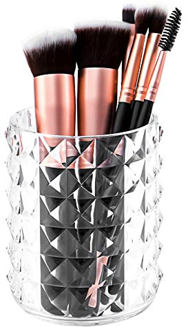 Funtygy Support de rangement rond en acrylique pour pinceaux de maquillage
