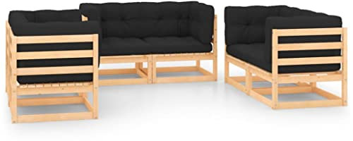vidaXL Massivholz Kiefer Gartenmöbel 6-TLG. mit Kissen Ecksofa Sofa Lounge Gartensofa Sitzgarnitur Garten Garnitur Gartenset Sitzgruppe