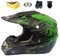 Ruiqieor Motorradhelm Kinder Cross Helme Sturzhelm Helm für Motorrad Kinderquad und Crossbike ATV Helm mit Handschuhe Maske Brille,Grün M:57-58cm