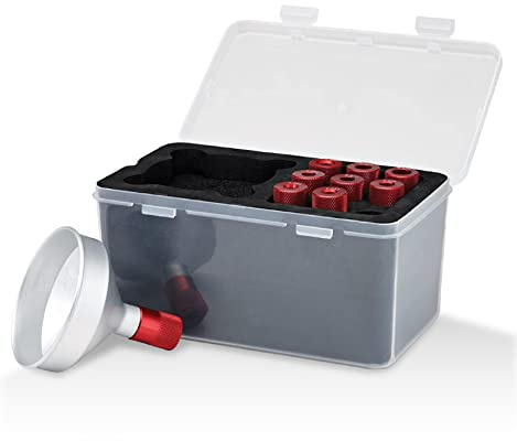 Hornady Premium Powder Funnel Kit, 586059 - The High Capacity, Anti-Static Aluminum Funnel to Avoid Messy Powder Spills - Includes 9 Caliber Specific Adapters and Form-Fitted Storage Case