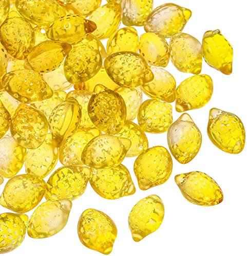 LiQunSweet 100 unidades hechas a mano de cristal de Murano amarillo limón encantos para DIY pendiente, pulsera, collar, llaveros, decoración para hacer joyas
