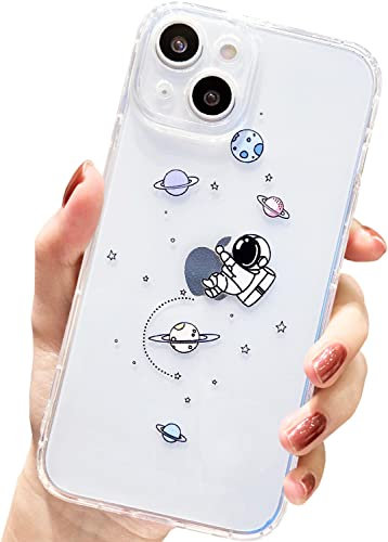AMART for iPhone 14 Plus Case Cute,Clear Case with Astronaut Design Cartoon Planet Star Space Pattern Cover Soft Thin TPU Cool Kids Girls Women Man Shockproof Case for iPhone 14 Plus (6.7'' 2022)ONLY