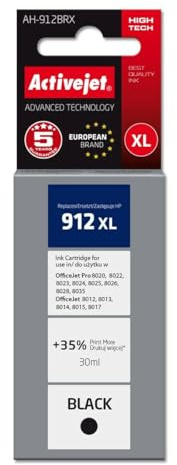 Activejet AH-912BRX Ink for HP Printers Replacement HP 912XL 3YL84AE; Premium; 1100 Pages; Black