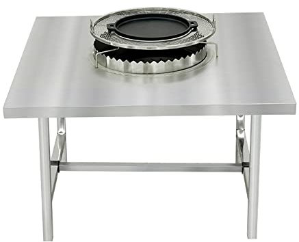 Barbecue Poêle Chauffant Table de Barbecue avec Pot à feu Table de Barbecue carrée Ronde en Acier Inoxydable Table de Barbecue avec Bassin sans fumée Commerciale BBQ Grille poêle (Size : Square Table