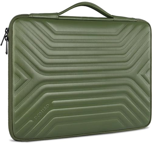 DOMISO 17 Shockproof Waterproof Laptop Sleeve with Handle Lightweight Soft EVA Tablet Protective Case Bag for 17-17.3 Inch Notebook/Dell/Lenovo/Acer/HP/MSI/ASUS, Olive