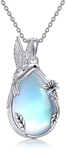 VENACOLY Kolibri Urnenkette für Asche 925 Sterling Silber Kolibri Mondstein Anhänger Feuerstattung Halskette Kolibri Memorial Schmuck Geschenk für Damen