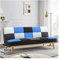 INMOZATA 3 Seater Sofa Bed 180cm Patchwork Fabric Sofa Couch Click Clack Bed Settee Convertible sofabed with Wood Legs for Living Room Bedroom,180cm x 84cm x 82cm (Blue)