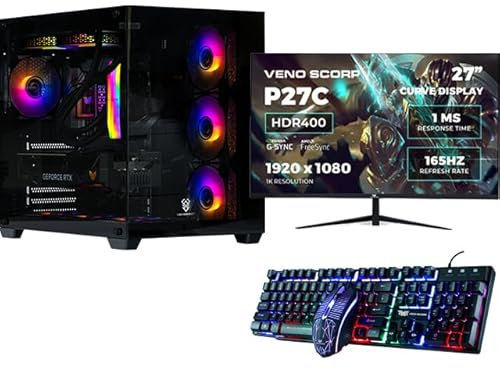 Veno Scorp Gaming PC 27 165Hz 1MS Bundle Intel Core i7 13700KF ASUS RTX 4070 12GB GPU • Corsair 32GB 5600MHz DDR5 • 1TB NVMe • 850W PSU GOLD • Nemesis Case & Liquid Cooling • WIFI • Windows 11