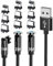 540-Grad-Drehung magnetisch Ladekabel [3er Pack 1m/2m/3m Schwarz] 3 in 1 USB ladekabel Kompatibel mit iPhone, iPad, Samsung Android-Telefonen und -Tablets,Micro-USB/Typ-C Anschluss kabel