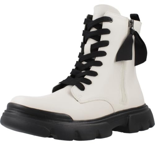 Geox J Junette Girl G, Stivaletto, LT Ivory/Black, 39 EU