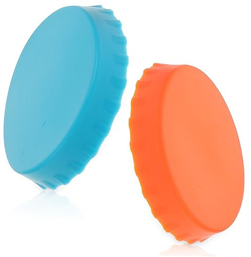 Alipis 2pcs Silicone Beer Can Lids Covers Spill Stopper Lid Cover for Tins Anti Spiking Drink Can Orange Blue