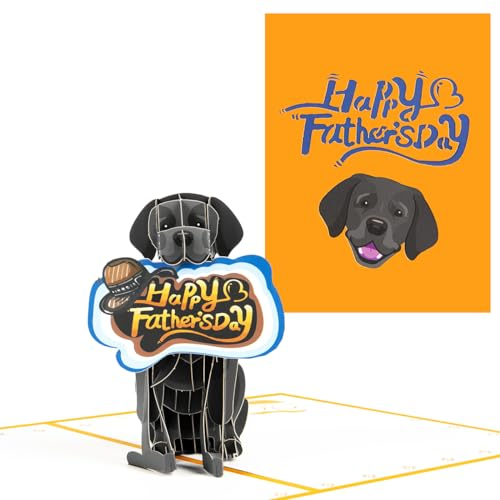 CNLITIHEKA Hund Vatertag Pop Up Karte, Happy Fathers Day Karte, 3D Vatertag Karte für Papa, Ehemann, Bruder, Chef, Männer.