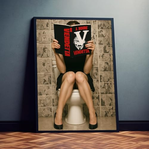 Dekomundo Toiletten Poster V wie Vendetta (Rache) Bild für Toilette, Bad oder Gäste-WC, 50x70 cm