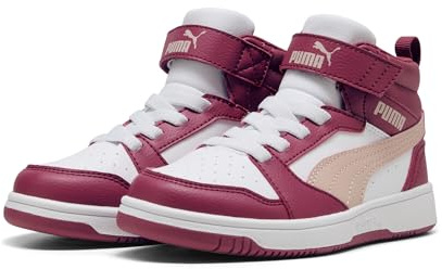 PUMA Kinder Rebound V6 Mid Sneakers 35 Port Rose Quartz White Red Pink