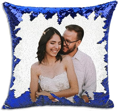 Individuelles Pailletten-Kissen/Kissenbezug, individuelle Liebe, Pärchen, Haustier-Fotokissen, personalisierbar, Pailletten-Überwurfkissen, magische Kissenbezüge mit Ihren Liebsten, individuelles